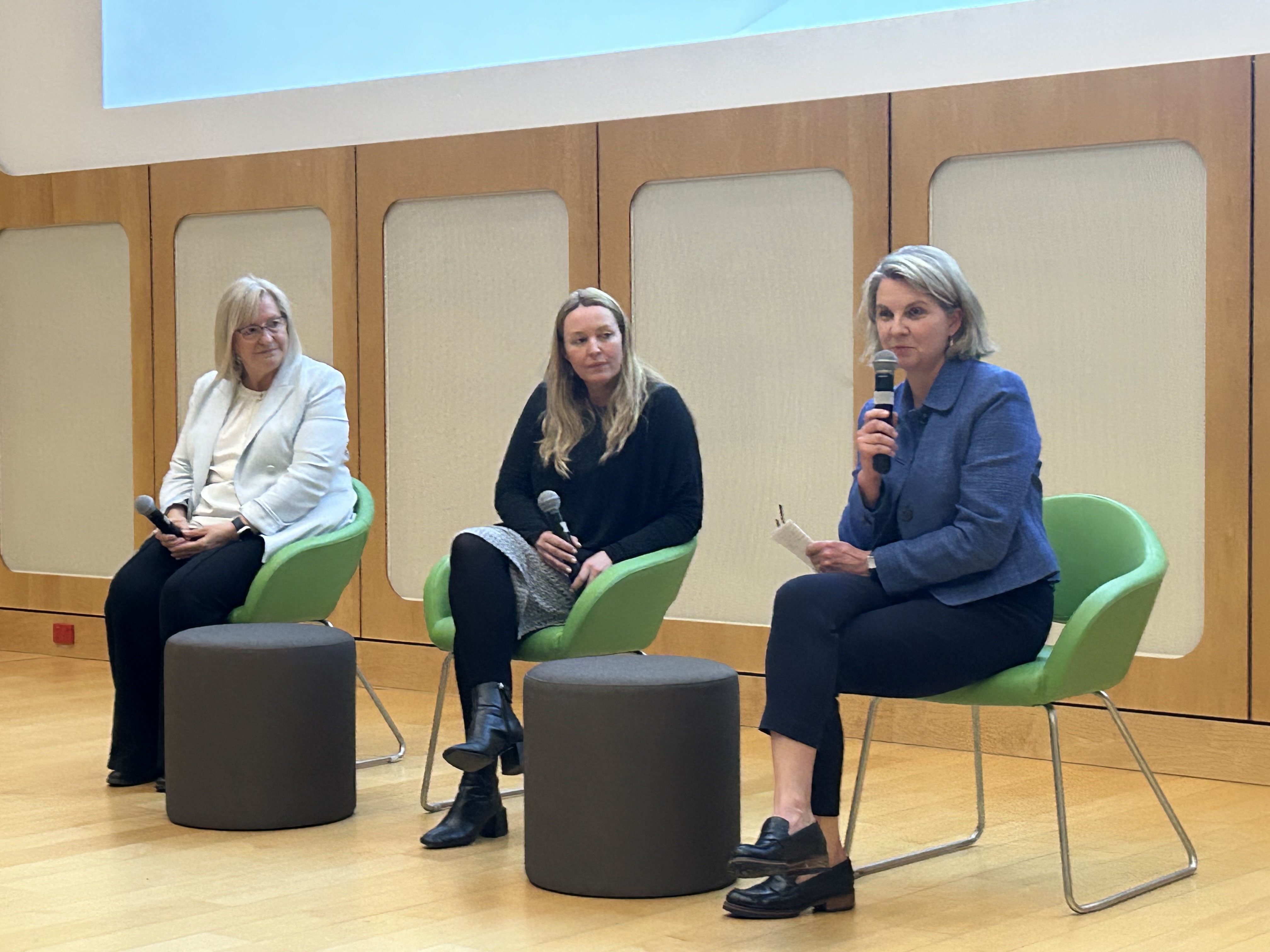 Photograph of speakers during Q&A session