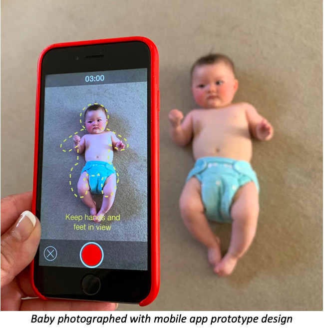 Photograph of Baby photographed with mobile app prototype design
