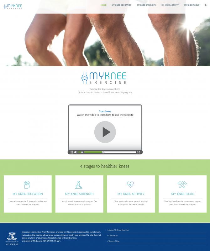 My Knee exercise website screenshot