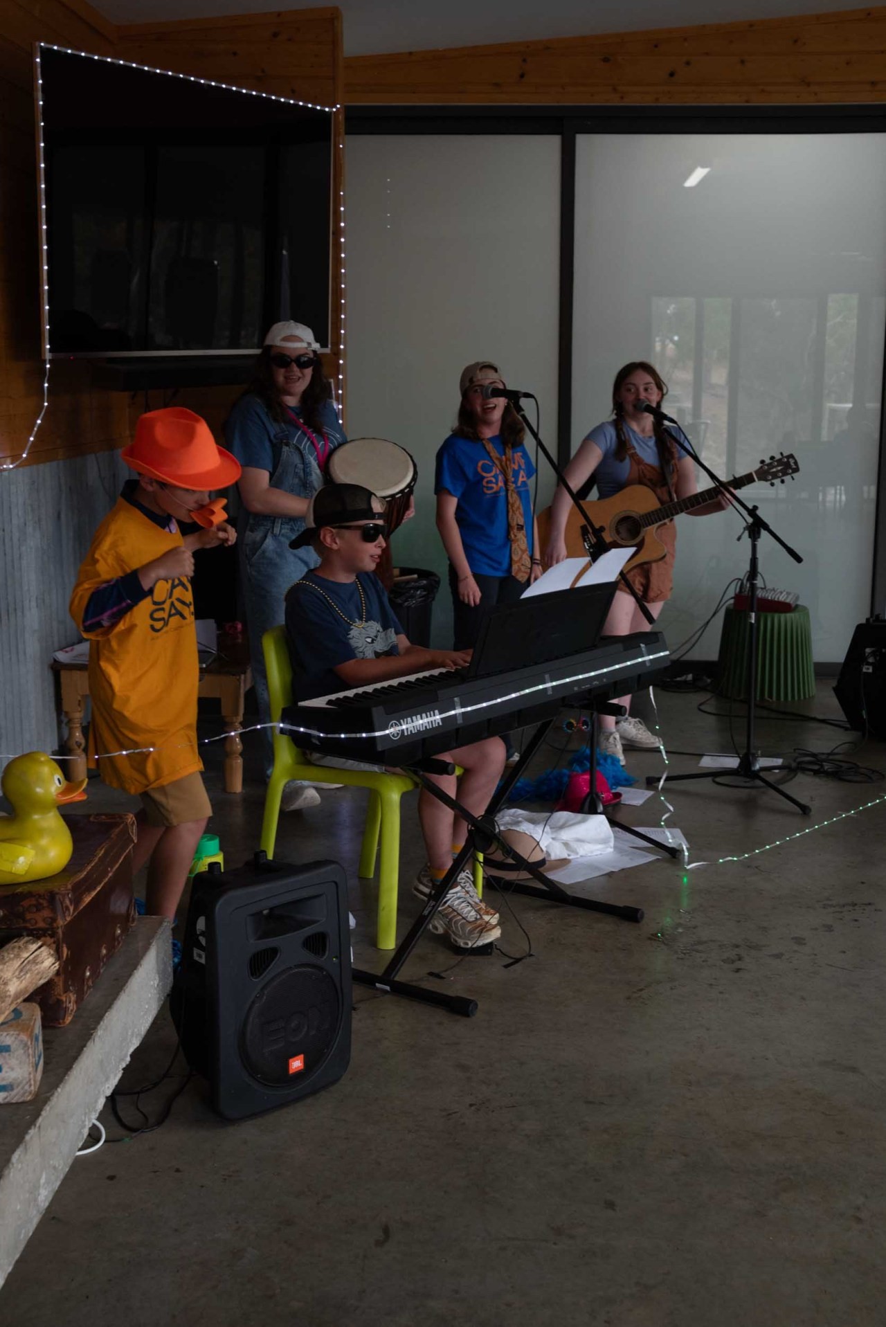 Campers performing at the talent night