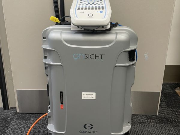 Onsite sleep study set up front of case