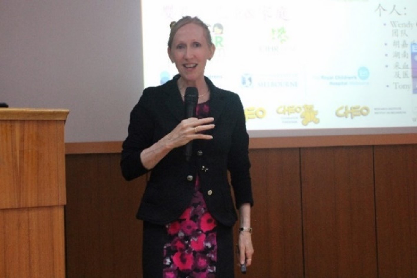 Professor Denise Harrison speaking in Shanghai