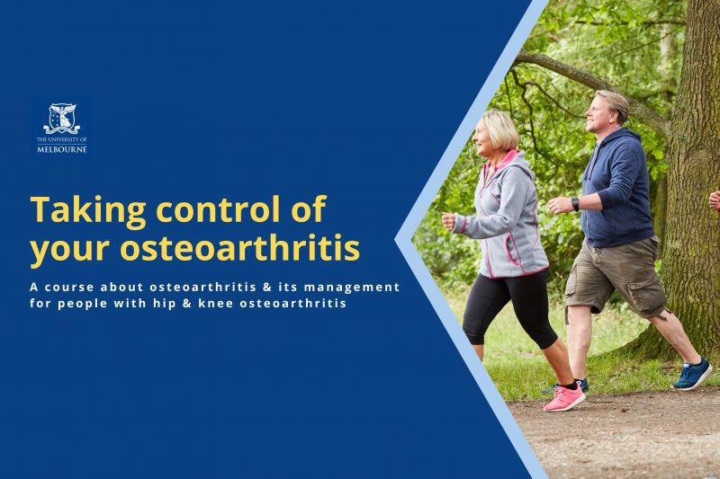 Taking control of your osteoarthritis. Picture of couple walking.