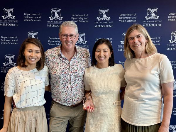 A/Prof Christine Nguyen and A/Prof Anthea Cochrane from DOVS together with metro practice award recipient Harries Blake & Parsons Optometrists