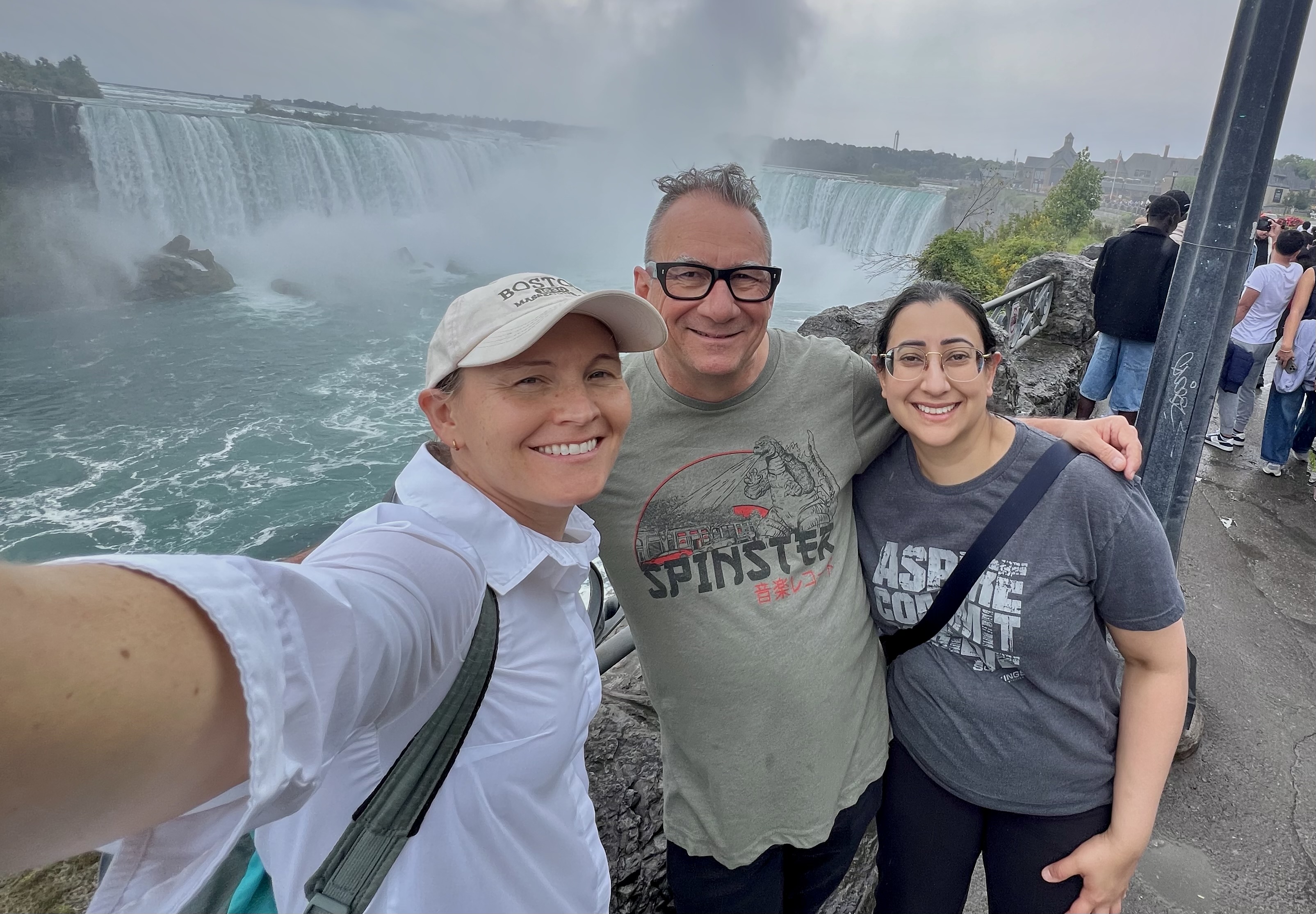 3TLA staff at Niagra Falls  (pictured Left to Right Kate, David and Yasmin)