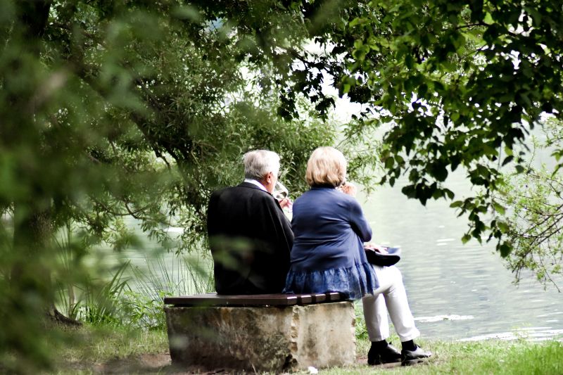 Two people sitting in the park