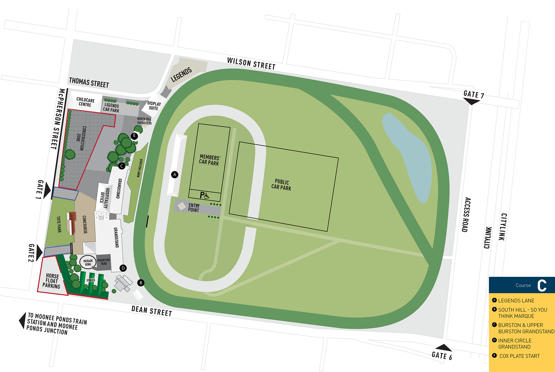 Venue map of Moonee Valley Racecourse