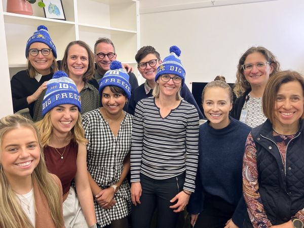 The BEST team wearing Big Freeze beanies for MND
